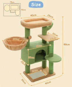 Alternative view of PAWZ Road Cat Tree for Large Cats – 35” Indoor Cat Tower with Hammock, Condo, Scratching Posts & Activity Tree