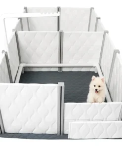 Safe & Comfortable Dog Farrowing Pen with Mat & Light Base - 2 Spacious Rooms (96"L x 48"W x 24"H)