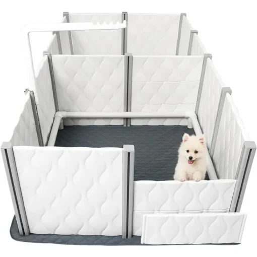 Safe & Comfortable Dog Farrowing Pen with Mat & Light Base - 2 Spacious Rooms (96"L x 48"W x 24"H) - Image 5