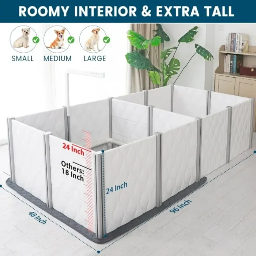 Safe & Comfortable Dog Farrowing Pen with Mat & Light Base - 2 Spacious Rooms (96"L x 48"W x 24"H) - Image 3