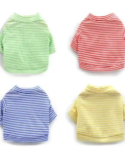 Striped Summer Dog & Cat T-Shirt – Soft Cotton Pet Shirt for Small Breeds (XS–XL) for Small Dogs Cotton Puppy Vest Chihuahua Shih Tzu Yorkshire Shirts Cat Outfit Pets Dogs Clothing