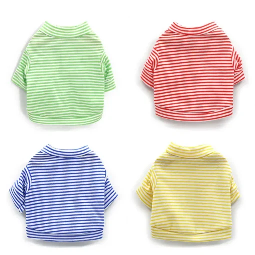 Striped Summer Dog & Cat T-Shirt – Soft Cotton Pet Shirt for Small Breeds (XS–XL) for Small Dogs Cotton Puppy Vest Chihuahua Shih Tzu Yorkshire Shirts Cat Outfit Pets Dogs Clothing