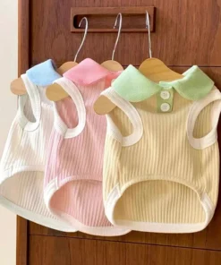 Alternative view of Summer Dog T-shirt Breathable Thin Lapel Dog Vest for Small Medium Dogs Cats Casual Pet Clothes Chihuahua Bichon Teddy Costume