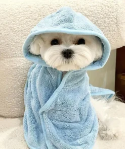 Quick-Dry Dog Hooded Bath Towel – Super Absorbent Pet Robe for Small Dogs & Cats