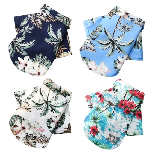 Hawaiian Style Pet Shirt – Summer Floral T-Shirt for Small Dogs & Cats, Lightweight Beachwear