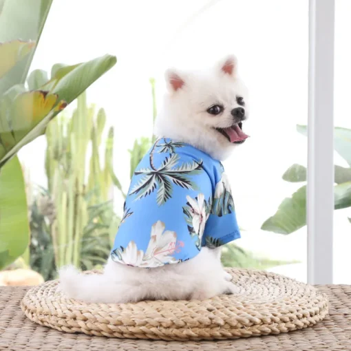 Hawaiian Style Pet Shirt – Summer Floral T-Shirt for Small Dogs & Cats, Lightweight Beachwear - Image 4