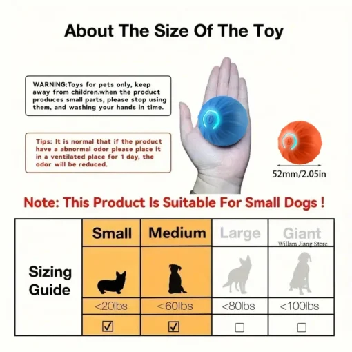 USB Rechargeable Smart Dog Ball – Rotating, Interactive Chew Toy for Small & Medium Dogs - Image 9