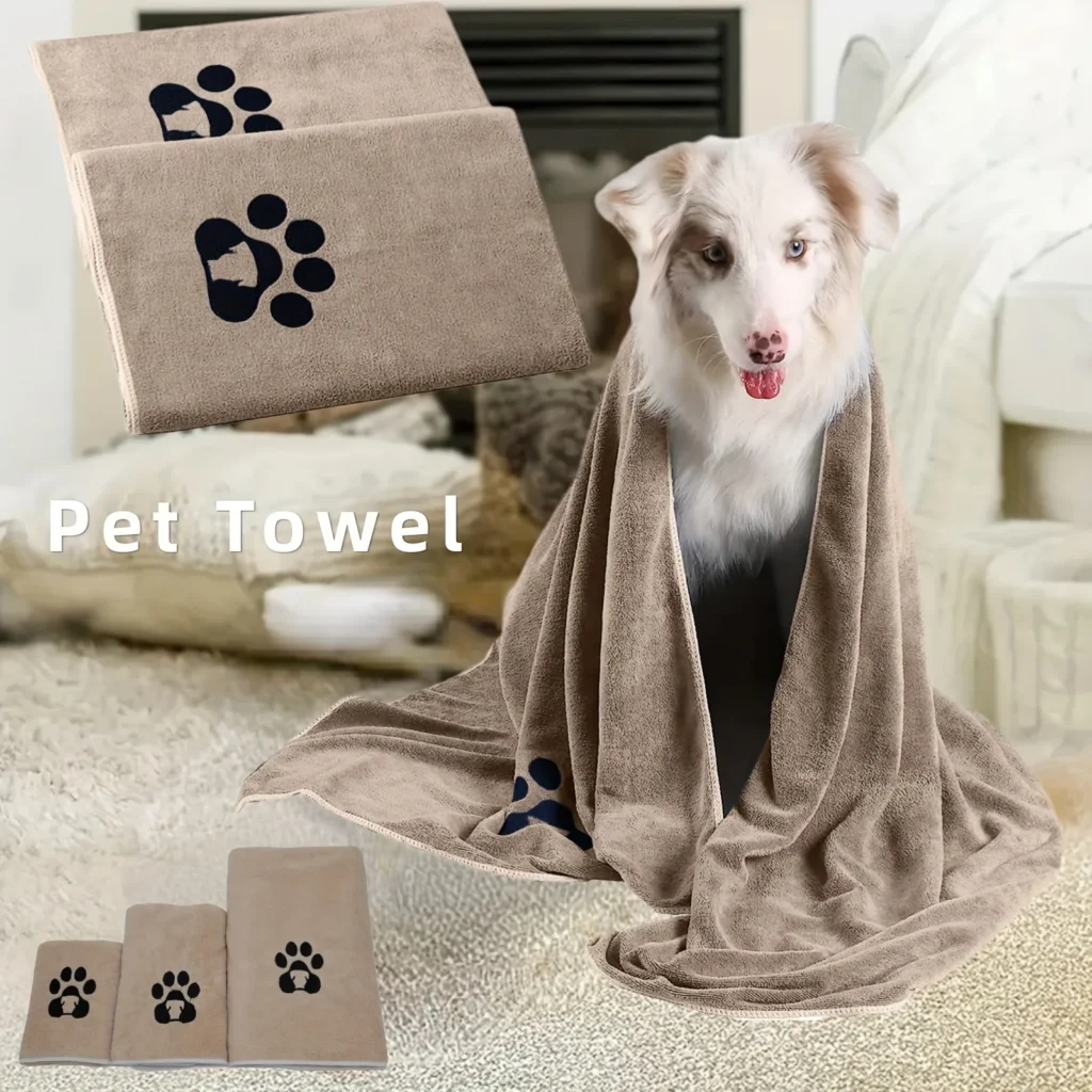 Super Absorbent Microfiber Pet Towel – Fast-Drying Bathrobe Towel for Dogs & Cats Grooming & Bath Time