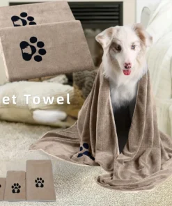 Super Absorbent Microfiber Pet Towel – Fast-Drying Bathrobe Towel for Dogs & Cats Grooming & Bath Time