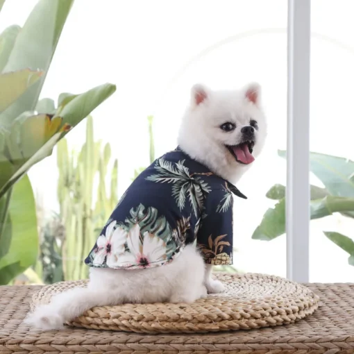Hawaiian Style Pet Shirt – Summer Floral T-Shirt for Small Dogs & Cats, Lightweight Beachwear - Image 3
