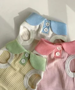 Summer Dog T-shirt Breathable Thin Lapel Dog Vest for Small Medium Dogs Cats Casual Pet Clothes Chihuahua Bichon Teddy Costume