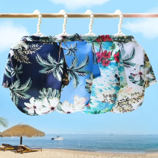 Hawaiian Style Pet Shirt – Summer Floral T-Shirt for Small Dogs & Cats, Lightweight Beachwear - Image 2