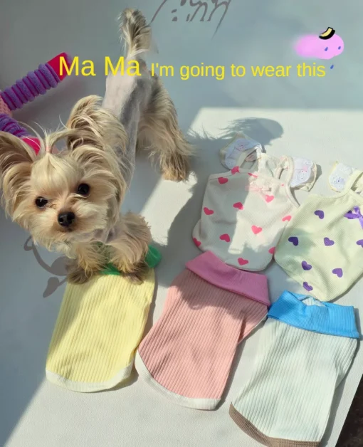 Summer Dog T-shirt Breathable Thin Lapel Dog Vest for Small Medium Dogs Cats Casual Pet Clothes Chihuahua Bichon Teddy Costume - Image 38